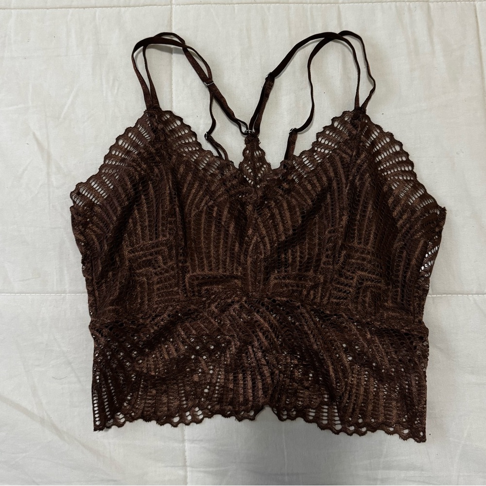 Brown lace bralette top
